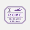 Rome passport stamp. Italy airport visa stamp or immigration sign. Custom control cachet. Vector illustration. Royalty Free Stock Photo